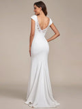 Elegant Wedding Dresses Cap Sleeve Deep V-Neck Backless Ever Pretty 2024 of Mermaid A-line Fishtail White Dresses