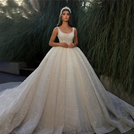 2024 Wedding Dress Shiny Sequin Glitter Tulle Bride Dresses Robe De Mariee Wedding Ball Gowns