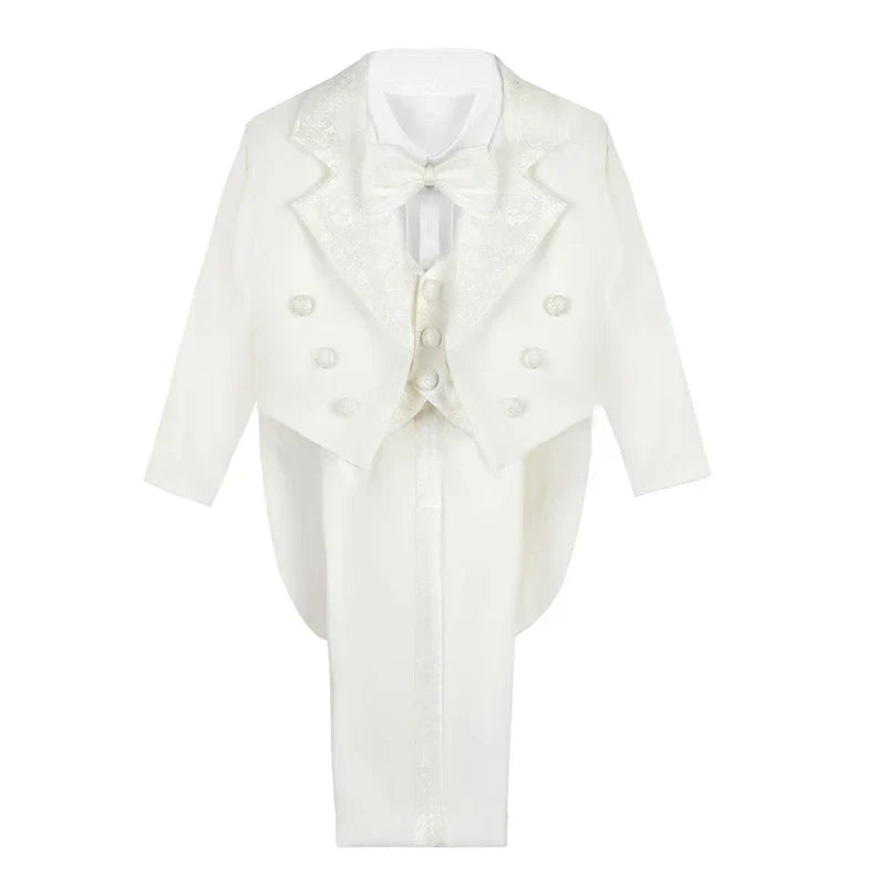 Baby Boy Christening Suit set Baptism Outfits Infant Classic Tuxedo Toddler Wedding Formal Party Clothing White Long Sleeve Sets