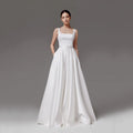 Elegant A Line Wedding Dresses Modern Princess Bridal Dress White Satin Backless Women Formal Wedding Gown Customized