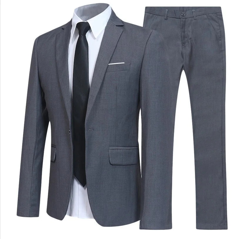 Men's British Style Elegant Blazers 2 Pieces Sets Business Shirt Pants Jacket Coat 3 Suits Formal Dress Wedding Luxury Suit