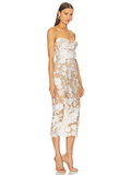Slim white backless strapless 3D flower lace sleeveless elegant evening party club dress detail