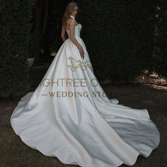 Eightree Princess A-Line Wedding Dresses White Sweetheart Bride Dress Formal Boho Beach Wedding Evening Gowns Without Necklace