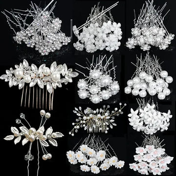Crystal Pearl Hairpin Hair Vine Tiaras Head Piece Hair Comb Headband Hairpins Hairbands Accessories Wedding Bridal Hair Jewelry