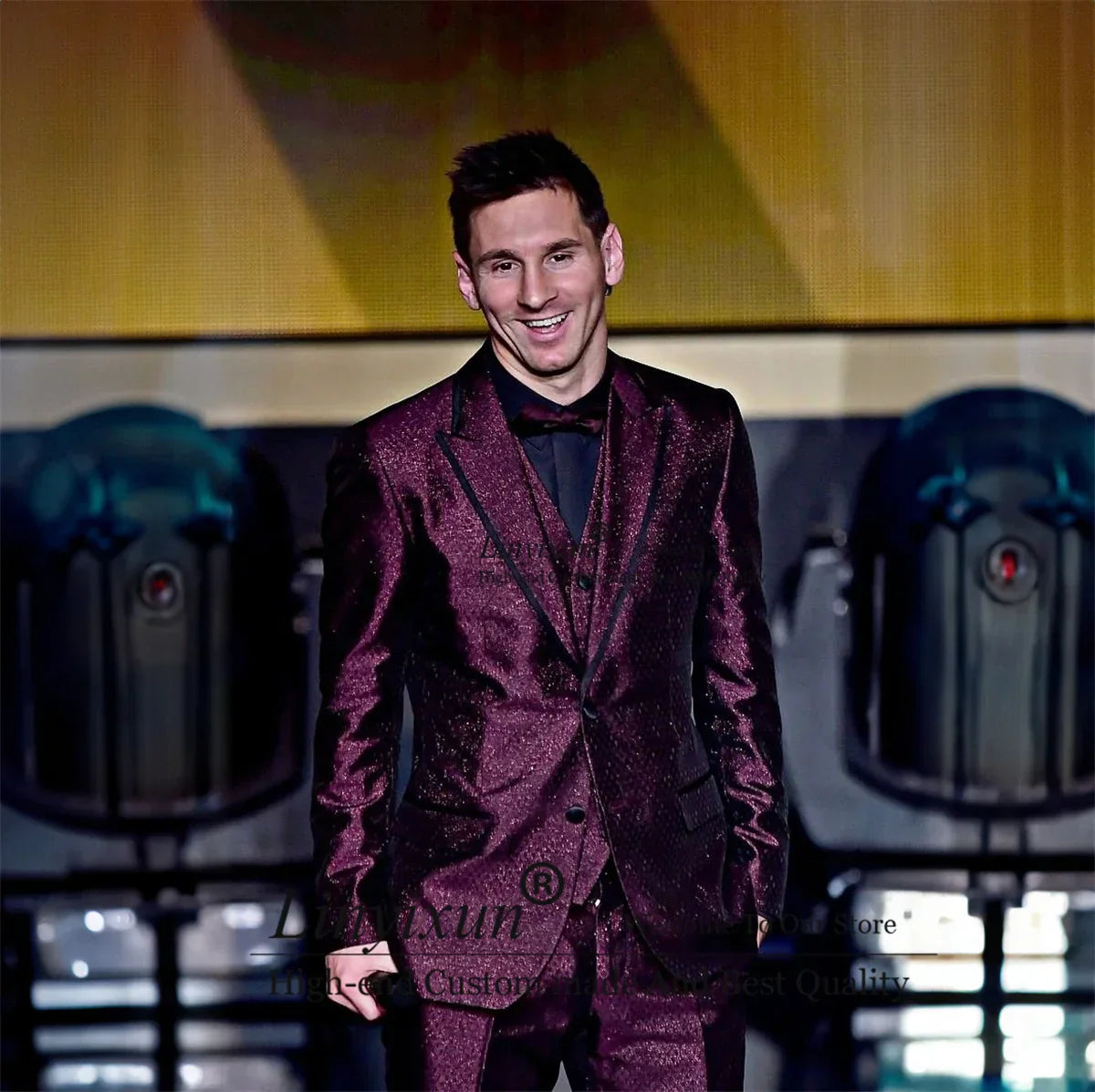 Shiny purple sequins wedding suit men 3 pieces groom tuxedo peaked lapel groomsmen prom blazer