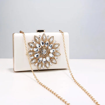 White Women Clutch Bag Wedding Clutch Purse Bridal Evening Crystal Summer Bags for Women Luxury Small Crossbody Bags