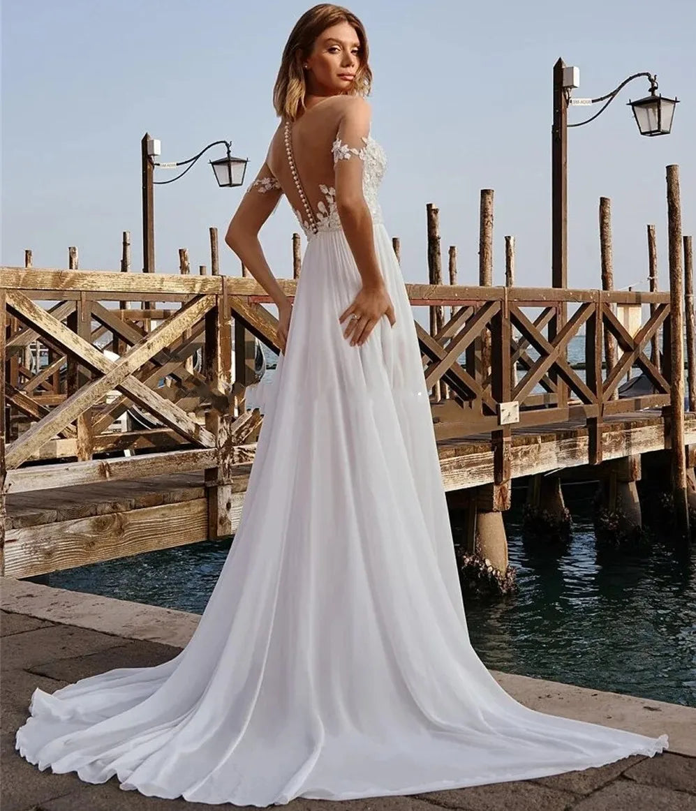 Chiffon slit bridal - side