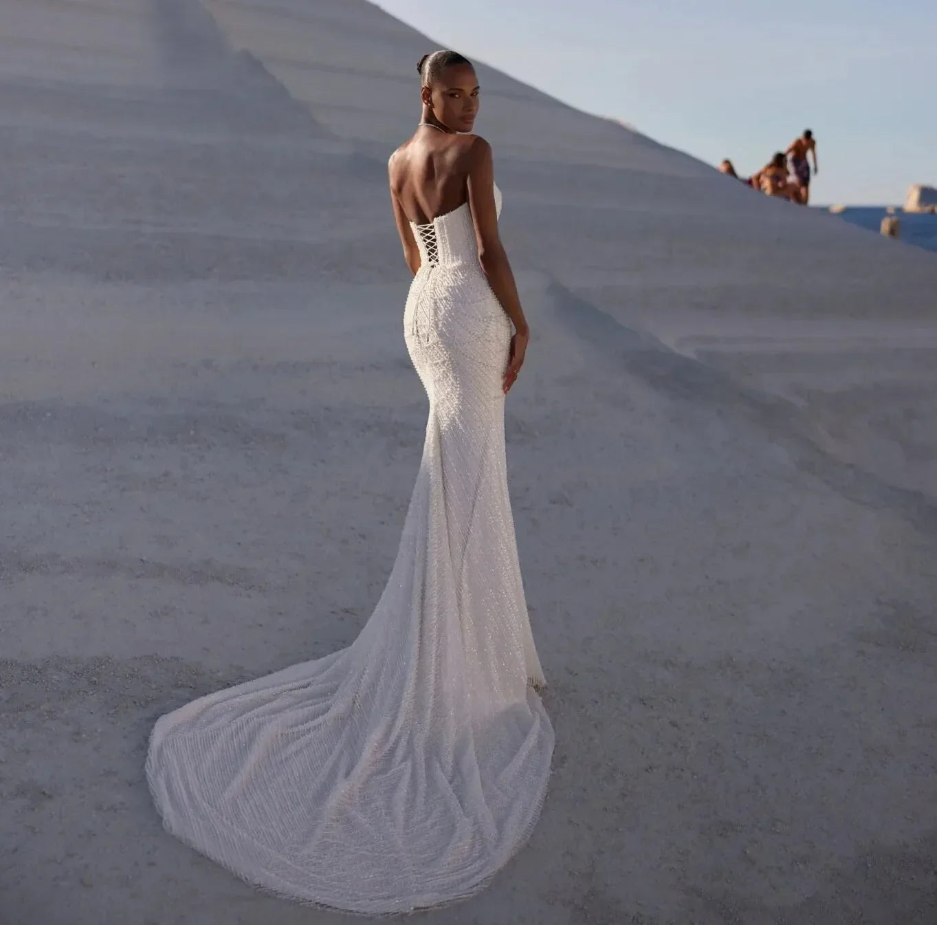 Lace up formal gown - detail