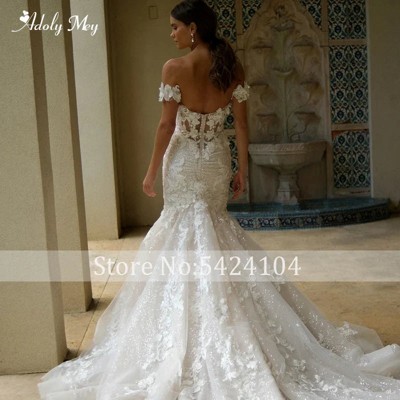 Mey Exquisite Flowers Appliques Bride Mermaid Wedding Dress Sexy Backless Sweetheart Neck Beaded Princess Bridal Gown