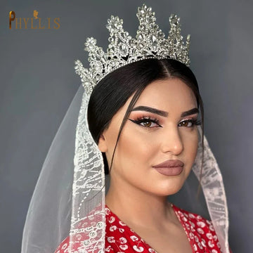 A121 Rhinestone Wedding Crown Crystal Bridal Hair Accessories Zirconia Women Tiara Baroque Headband Bride Queen Diadem Headwear