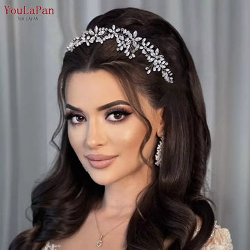 YouLaPan HP128 Pearl Wedding Headpiece with Combs Woman Hair Clip Bride Tiara Headpiece Rhinestone Bridal Headwear Accessories