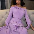 Elegant Evening Dress For Sexy Women 2024 فساتين السهرة Luxury Appliques Boat Neck A-Line Purple Cocktail Party Prom Gown