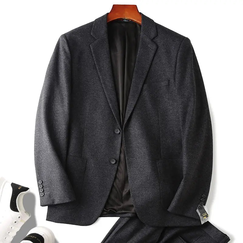 new Suit autumn and winter men's business casual wool suit-trousers two-piece set