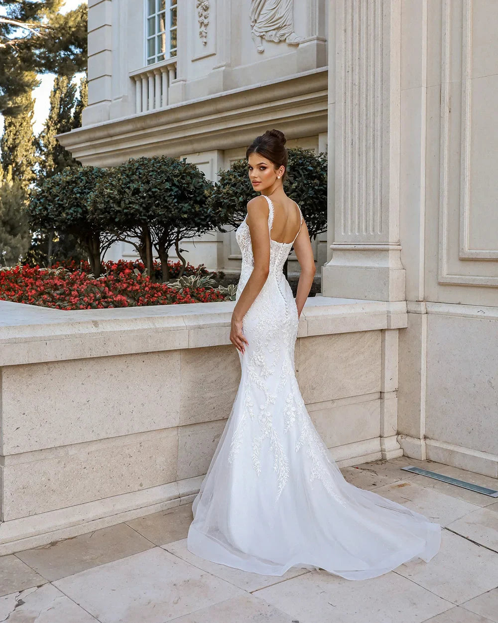 Mermaid Wedding Dresses Luxury Square Neck Backless Lace Applique Brides Dress Vestido De Noiva Bridal Gown Customized
