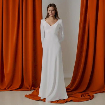 Vintage Mermaid Wedding Dresses Women 2026 V Neck Long Sleeves Vestido De Noiva Bridal Dress Women's Bride Dresses Customized