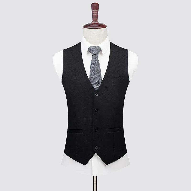 High-end Wool Tussock Suit (suit + Vest + Trousers) Groom Wedding Fashion Handsome Tencel Double Breasted Three-piece Set