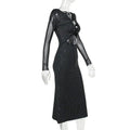 Sequins mesh hollow out long sleeve lace-up bodycon women party dress detail view
