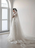 Round high neck lace bridal - back