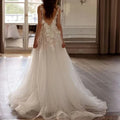 Vintage lace A-line sleeveless backless bohemia sexy bridal gown side view