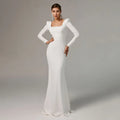 Modest Wedding Dresses Long Sleeve Buttons Mermaid Bridal Dress Simple Open Back Civil Brides Wedding Gown Customized