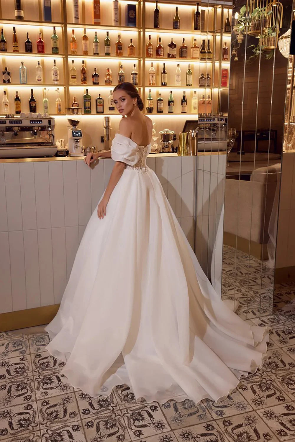 Organza Wedding Dresses Off Shoulder Lace Sequin Sweetheart Luxury Bridal Dress Corset Women Brides Gown Customized