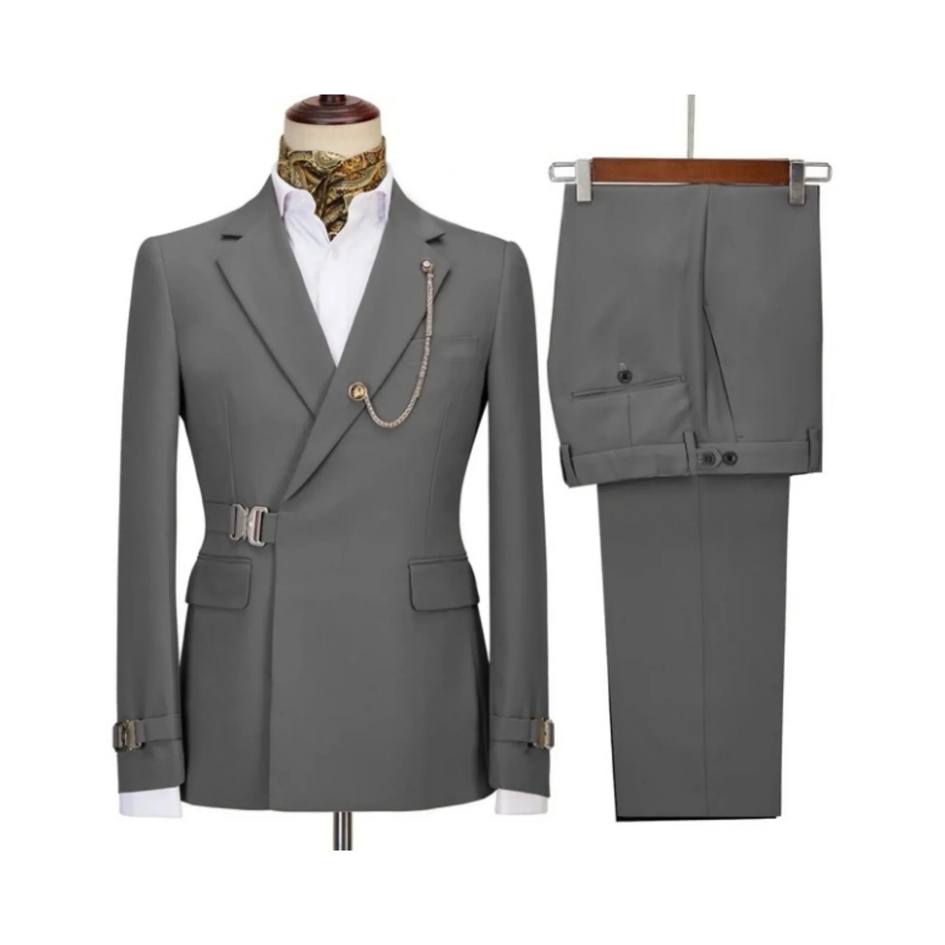 Slim fit 2 piece metal clasp men suit new design prom wedding back view