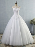 Illusion tulle applique ball gown wedding dress – side view – Snowy Bridal