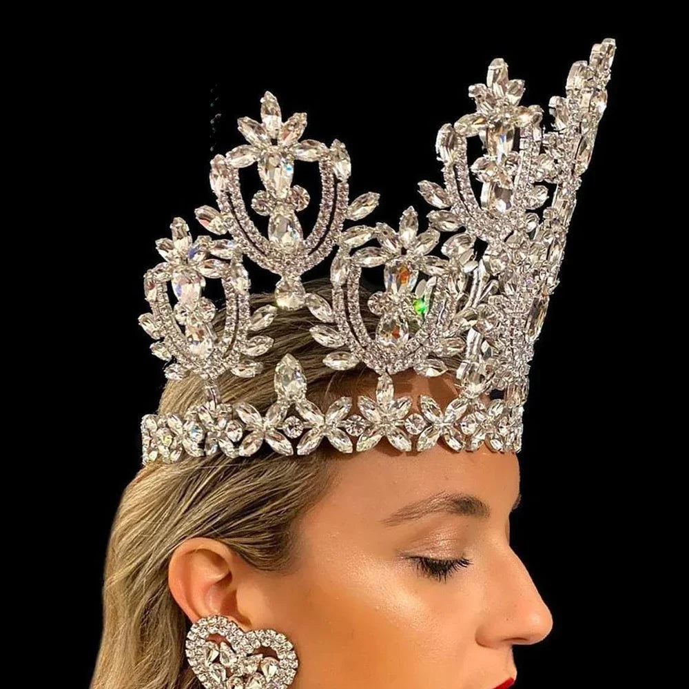 Hollow Large Rhinestone Crown Tiara Fashion Hair Accessories Gift Luxury Headband Big Crystal Bridal Crown Women Jewelry