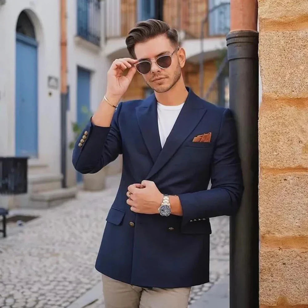 Slim fit 2 piece men suit jacket pants groom wedding tuxedo prom party