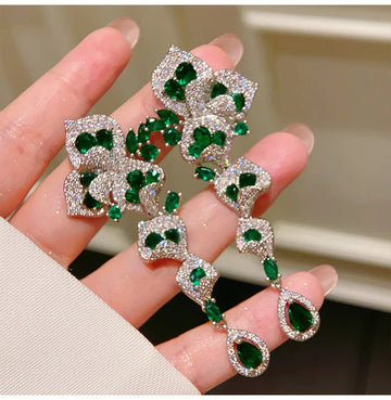 Luxury Red AAA Zircon Bridal Earrings CZ Zirconia Wedding Drop Earring For Bride Accessories Women Party Evening Dress Jewelry