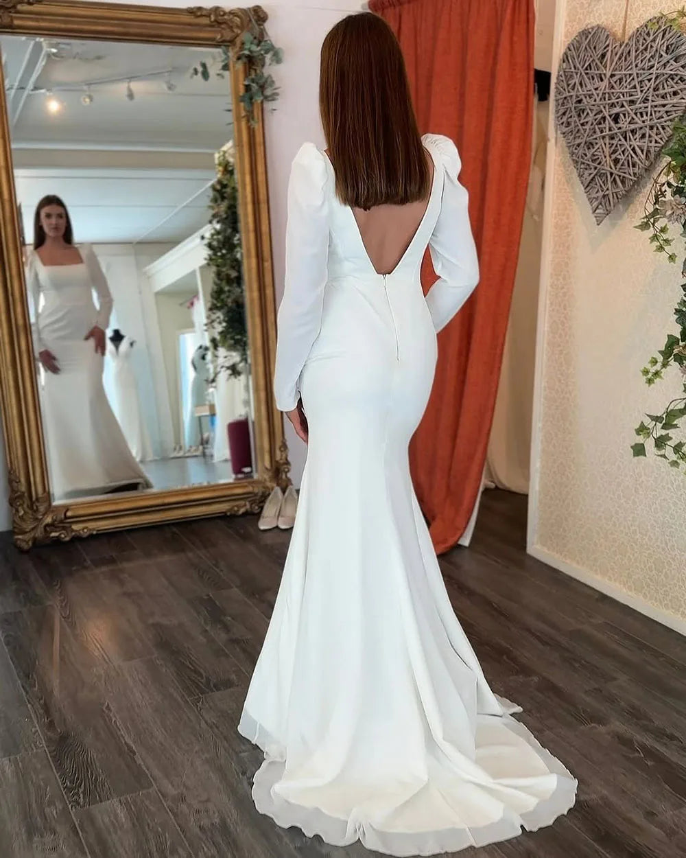Customized Modern Wedding Dresses Long Sleeves Wedding Bride Gown Customized Vestido De Novia Bridal Dress For Women