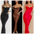 Maxi bodycon pink slit summer satin corset elegant wedding guest night event dress detail