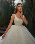 2024 Wedding Dress Shiny Sequin Glitter Tulle Bride Dresses Robe De Mariee Wedding Ball Gowns Ivory