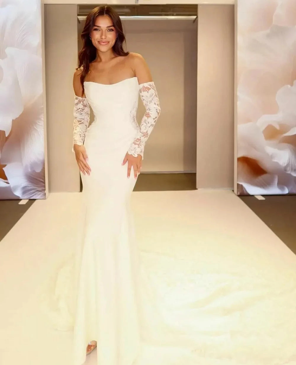 Modern Wedding Dresses Women Lace Sweetheart Mermaid Bridal Dress Robes De Mariée Long Train Wedding Gown Customized
