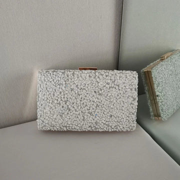 Evening Wedding Shoulder Bags Bridal Party Bag Clutch Women Purses Crossbody Handbags Lady Double Side White Stones Purse Bag