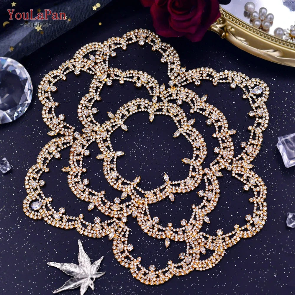 YouLaPan HP480 Bridal Headpiece Rhinestone Women Headband Flower Shape Headwear Wedding Hair Accessories Pageant Bride Headdress