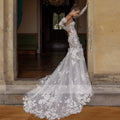 Sweetheart long sleeve lace mermaid bohemian wedding dress front view