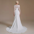 O-neck mermaid lace autumn long sleeve button back wedding dress additional view