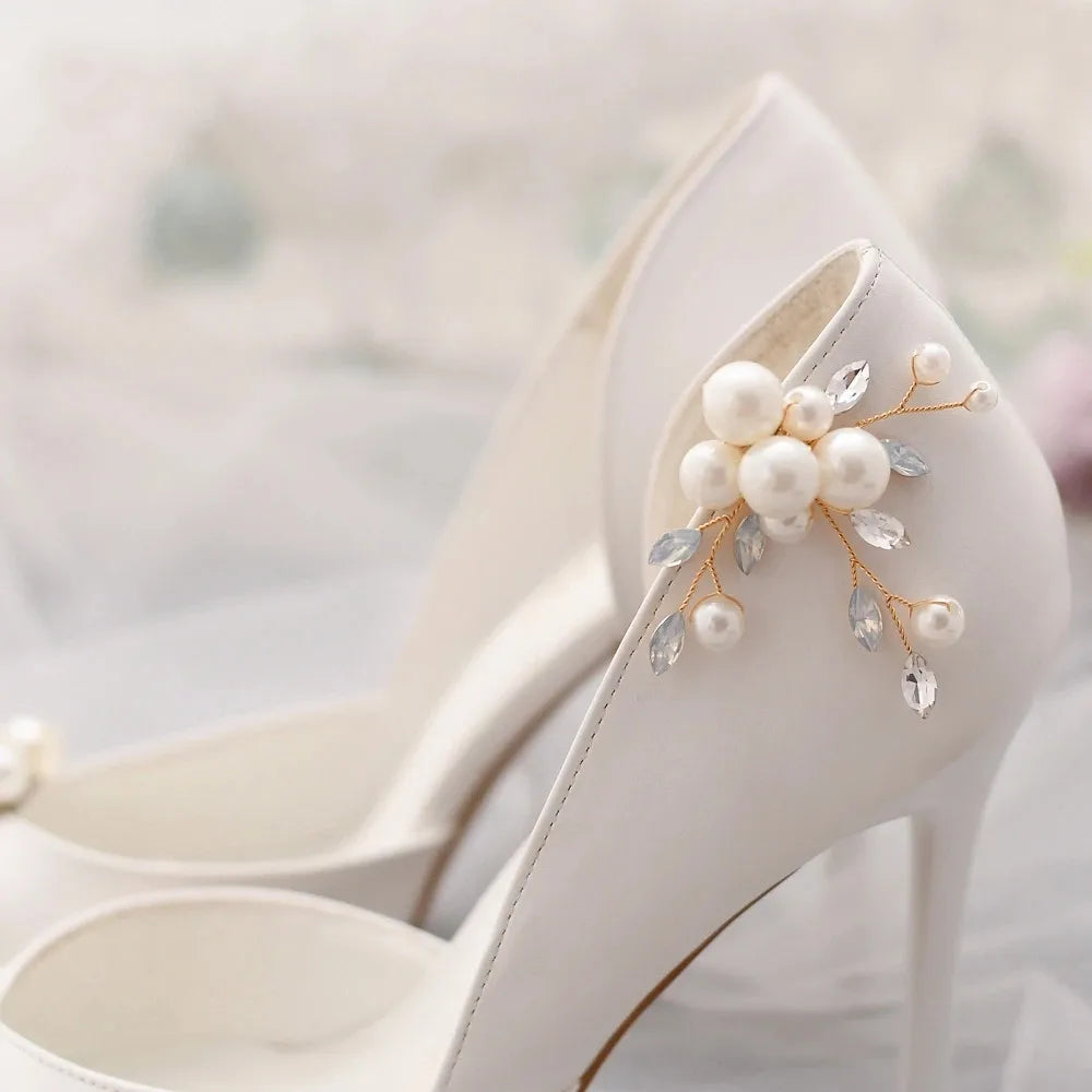 2pcs Rhinestone Clip Shoes Buckle Women High Heels Buckle DIY Detachable Glass Shoes Buckle Bridal Wedding Shoes Accessories SL