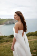 Sheath sleeveless sweetheart backless removable cape marvelous bridal gown back view