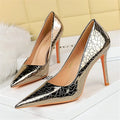 Metallic silver gold 10.5cm high heels plus size pumps women bridal wedding event party shoes