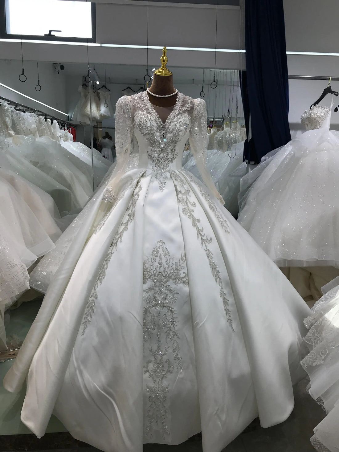Kisswhite Xlove Collection Customized 7-15days Ship It Out Satin Long Sleeves Bridal Wedding Dresses