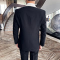 Formal business 3 piece groom wedding tuxedo banquet men fashion blazer vest pants close-up