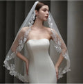 White Bridal Veil Leaf Lace Wedding Veils For - front view