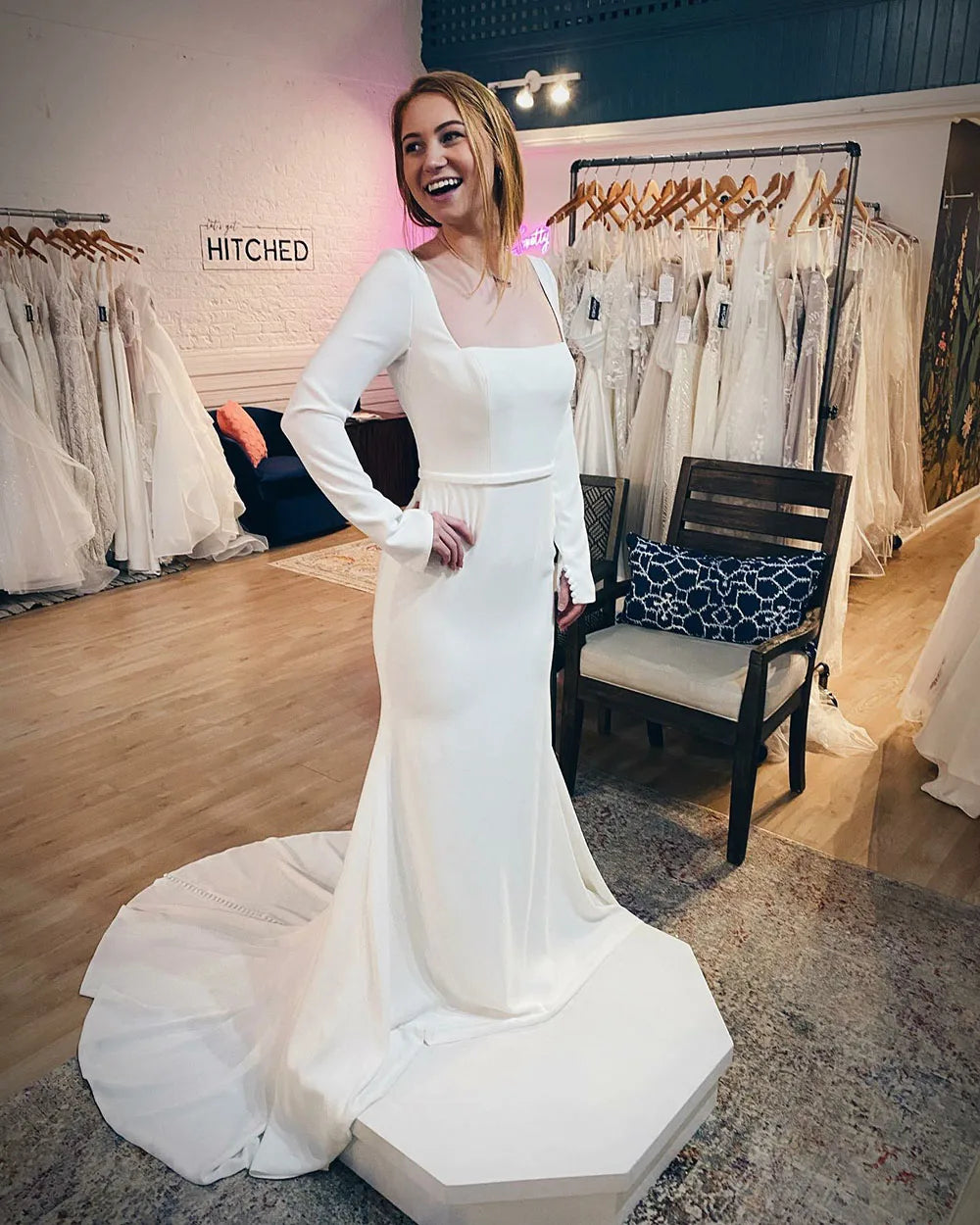 Elegant Mermaid Wedding Dresses Women Open Back Long Sleeve Square Collar Belt Unique Bridal Gown Vestidos De Novia Customized