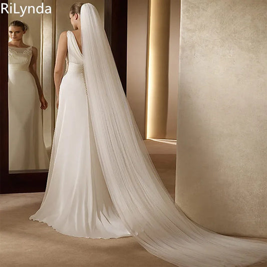Elegant Bridal Veil with Comb 3 Meter 1 Layer/2 Layer White Ivory Simple Bride Cathedral Veils Wedding Accessories
