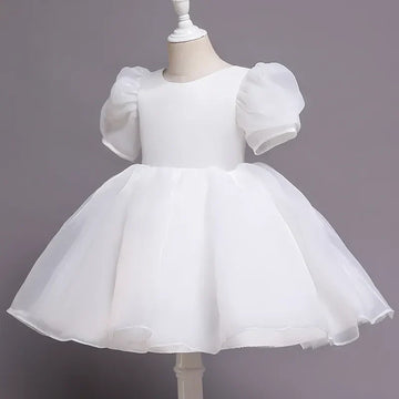 Girls Party Dresses White Flower Girls Dress for Wedding First Communion Formal Vestidos Evening Kid Backless Fluffy  Prom Gown