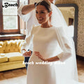 Boho beach mermaid O-neck long sleeves sexy backless sweep train wedding dress bridal gown side view