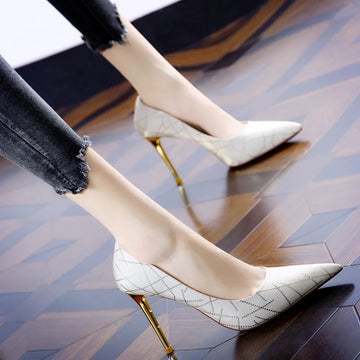 With dress temperament high heels female fine with new champagne color banquet pointed shallow mouth single shoes female