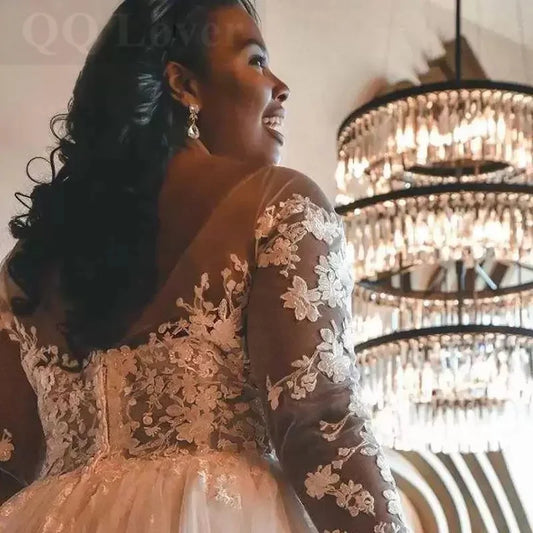 Gorgeous Plus Size African Wedding Dress 2025 Customized Bridal Gown Tiered V Neck Vestido De Noiva